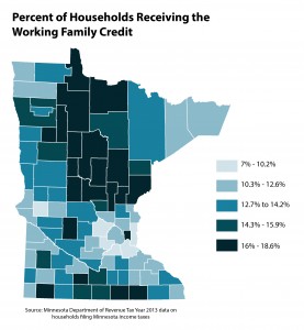 Map percent of households receiving the Working Family Credit