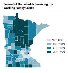 Graphic Percent of households receiving the Working Family Credit
